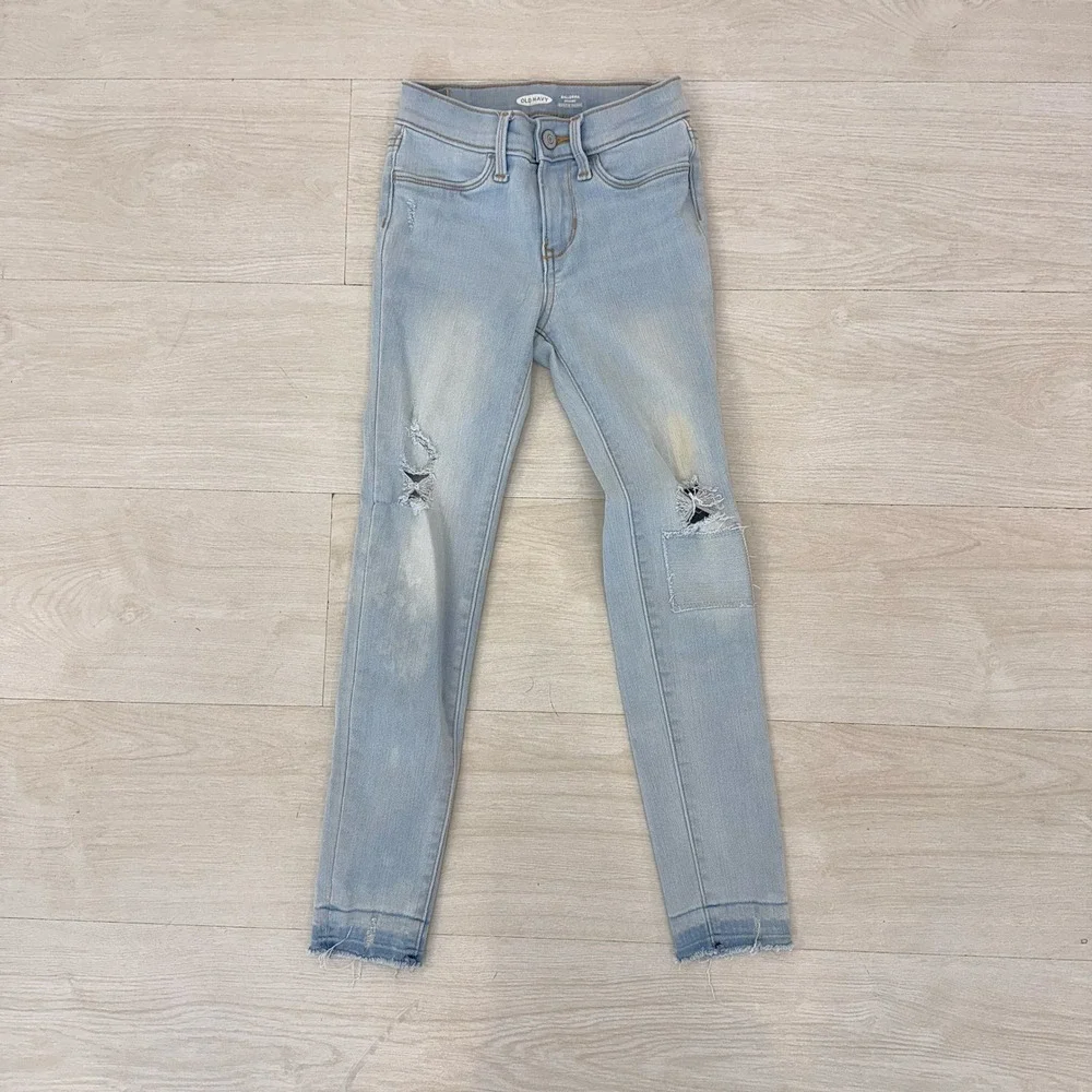 Old Navy Kids Girls Ballerina Jeans Blue Distressed Skinny Jegging Size 10